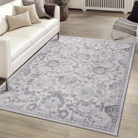 6X9 Grey/Silver/Oriental Non-Shedding Living Room Bedroom Dining Home Office Stylish and Stain Resistant Area Rug