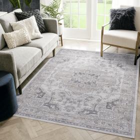 6X9 Ivory/Beige/Oriental Non-Shedding Living Room Bedroom Dining Home Office Stylish and Stain Resistant Area Rug