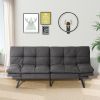 FUTON Sofa Bed with Adjustable Backrests Sleeper Couch with Adjustable Armrests Convertible Sofa Couch Bed for Small Space Apartment Living Room Grey