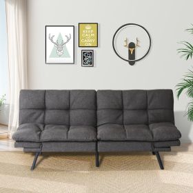 FUTON Sofa Bed with Adjustable Backrests Sleeper Couch with Adjustable Armrests Convertible Sofa Couch Bed for Small Space Apartment Living Room Grey