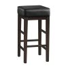 Transitional Black Faux Leather Seat 29-inch Pub Height Stools Set of 2, Espresso Finish Solid Wood Frame