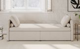 Modern Upholstered Chaise Lounger Daybed Small Single Daybed with 2 Drawers, No Mattress Needed, Perfect For Living Rooms & Home Office, Linen Fabric