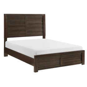 Rustic Style Dark Brown Finish Queen Size Panel Bed 1pc Wooden Bedroom Furniture Planked Framing Headboard Footboard