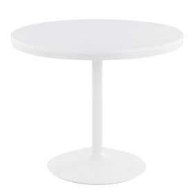 Dakota Industrial Dining Table in White Steel and White Wood by LumiSource