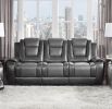 Modern Luxury Sofa Dual Reclining with Center Drop-Down Cup Holders 1pc Formal Living Room Furniture Premium Faux Leather Upholstery Comfortable Two-T