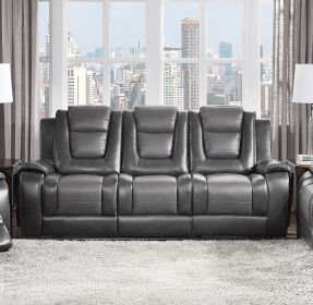 Modern Luxury Sofa Dual Reclining with Center Drop-Down Cup Holders 1pc Formal Living Room Furniture Premium Faux Leather Upholstery Comfortable Two-T