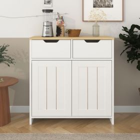 Storage Cabinet with 2 Drawers and Doors, Industrial Accent Kitchen Cupboard, Free Standing Cabinet, Retro Wooden Sideboard, Side Cabinet
