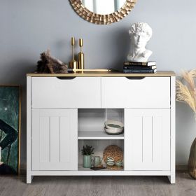 Storage Cabinet with 2 Drawers and 2 Doors and 2 shelves;  Industrial Accent Kitchen Cupboard;  Free Standing Cabinet;  Retro Wooden Sideboard;  Side