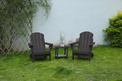 Folding Adirondack Chair with Side Table, 3-Piece Adirondack Chair Set, Gray(includes 2 Chairs and 1 Table)