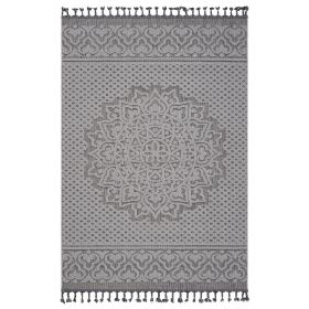 8X10 Gray/White /Medallion Indoor/Outdoor Area Rug