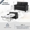 Love seat Sofa Sleeper With Memory Foam Mattress Rolled Arms,Linen Polyester Fabric,Wood and Metal Frame,Plastic Legs Sofa bed Sofa bed, black