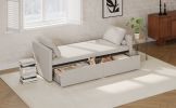 Modern Upholstered Chaise Lounger Daybed Small Single Daybed with 2 Drawers, No Mattress Needed, Perfect For Living Rooms & Home Office, Linen Fabric
