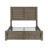 Rustic Style Gray Finish Full Size Panel Bed 1pc Wooden Bedroom Furniture Planked Framing Headboard Footboard