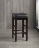 Transitional Black Faux Leather Seat 29-inch Pub Height Stools Set of 2, Espresso Finish Solid Wood Frame