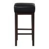 Transitional Black Faux Leather Seat 29-inch Pub Height Stools Set of 2, Espresso Finish Solid Wood Frame
