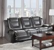 Modern Luxury Living Room Sofa Set 2pc Reclining Sofa Loveseat Formal Furniture Premium Faux Leather Upholstery Comfortable Two-Tone Gray Finish