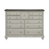 Classic Light Gray Finish 1pc Dresser of 9x Drawers Dark Brown Top Modern Farmhouse Design Bedroom Furniture