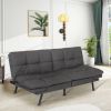 FUTON Sofa Bed with Adjustable Backrests Sleeper Couch with Adjustable Armrests Convertible Sofa Couch Bed for Small Space Apartment Living Room Grey