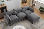 Modular Sectional Sofa, 3-Seater Sofa with Ottoman, Modern L-Shaped Sofa for Living Room Bedroom Apartment