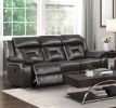 2pc Reclining Sofa Set Modern Design Living Room Furniture Sofa and Loveseat with Center Console Dark Gray Breathable Faux Leather Upholstery Contempo