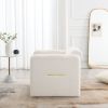 Arm Chair with waved arms, Metal decoration on both side arms, Accent chair for Primary Living Space, Living room, Bedroom,Teddy Fabric, White