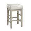 Transitional White Faux Leather Seat 24-inch Counter Height Stools Set of 2, White Finish Solid Wood Frame