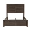 Rustic Style Dark Brown Finish Full Size Panel Bed 1pc Wooden Bedroom Furniture Planked Framing Headboard Footboard