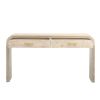 TREXM Unique Retro Silhouette Console Table with Open Style, Two Top Drawers for Entrance, Dinning Room, Living Room (Natural Wood Wash)