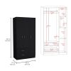 Austral 3 Door Armoire with Drawers, Shelves, and Hanging Rod -Black