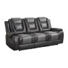 Modern Luxury Sofa Dual Reclining with Center Drop-Down Cup Holders 1pc Formal Living Room Furniture Premium Faux Leather Upholstery Comfortable Two-T