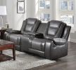 Modern Luxury Living Room Sofa Set 2pc Reclining Sofa Loveseat Formal Furniture Premium Faux Leather Upholstery Comfortable Two-Tone Gray Finish