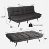 FUTON Sofa Bed with Adjustable Backrests Sleeper Couch with Adjustable Armrests Convertible Sofa Couch Bed for Small Space Apartment Living Room Grey