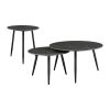 Modern Style Nesting Cocktail Tables and Side Table 3-Piece Occasional Table Set Black Metal Legs Sintered Stone Top