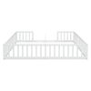 Double Twin Floor Bed with Fence, Guardrails, without door, White