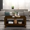 Rectangular Living Room Coffee Table Set, 3-Piece Living Room Table Set with Solid Wood Legs, 1 Coffee Table and 2 End Table