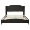 3 Pieces Bedroom Set with Queen Size PU Leather Upholstered Platform Bed and Elegant PU Nightstand with 2 Drawers , Black