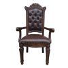 Espresso and Cherry Tufted Back Arm Chairs (Set of 2)