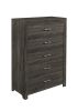 Dark Gray Finish Storage Drawers Chest 1pc Chrome Tone Handles Contemporary Design Bedroom Furniture