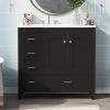 36" Black Bathroom Vanity with Ceramic Sink Combo, Abundant Storage Cabinet -2 Soft close doors and 5 drawers