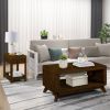Rectangular Living Room Coffee Table Set, 3-Piece Living Room Table Set with Solid Wood Legs, 1 Coffee Table and 2 End Table