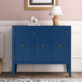 Accent Storage Cabinet with Adjustable Shelf - Wooden Construction for Entryway, Living Room, Bedroom (Color: Blue)