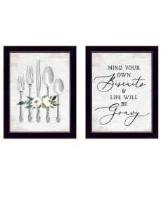 Trendy Decor 4U "Ready to Dine Humor" Framed Wall Art for Living Room, Wall Art Print for Home Decor, Bedroom Wall Art by Lettered & Lined (Color: as Pic)