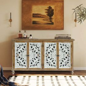 Accent Cabinet with 4 Doors, Farmhouse Sideboard Buffet Cabinet with Storage (Material: MDF, Color: Antique Natural)