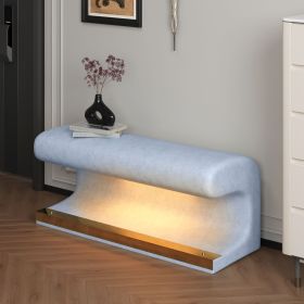 Entryway Bench Leather Upholstered Ottoman with LED sensor light for living room ,bedroom,end of bed (Color: as Pic)