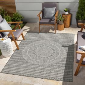Sunshine GC_HAR2018 Silver 7 ft. 10 in. x 10 ft. 3 in. Indoor/Outdoor Area Rug (Color: as Pic)