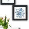 Trendy Decor 4U "Delph Designs of Blue and White Florals" Framed Wall Art for Living Room, Wall Art Print for Home Decor